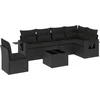 Image de vidaXL - 7-delige - Loungeset - met - kussens - poly - rattan - zwart