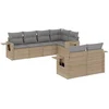 Image de vidaXL - 7-delige - Loungeset - met - kussens - poly - rattan - beige