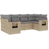 Image de vidaXL - 6-delige - Loungeset - met - kussens - poly - rattan - beige