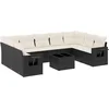 Image de vidaXL - 10-delige - Loungeset - met - kussens - poly - rattan - zwart