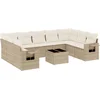 Image de vidaXL - 10-delige - Loungeset - met - kussens - poly - rattan - beige
