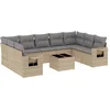 Image de vidaXL - 10-delige - Loungeset - met - kussens - poly - rattan - beige