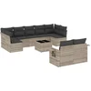 Image de vidaXL - 10-delige - Loungeset - met - kussens - poly - rattan - lichtgrijs