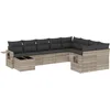 Image de vidaXL - 10-delige - Loungeset - met - kussens - poly - rattan - lichtgrijs