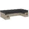 Image de vidaXL - 10-delige - Loungeset - met - kussens - poly - rattan - lichtgrijs
