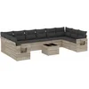 Image de vidaXL - 11-delige - Loungeset - met - kussens - poly - rattan - lichtgrijs