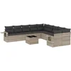 Image de vidaXL - 11-delige - Loungeset - met - kussens - poly - rattan - lichtgrijs