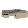 Image de vidaXL - 11-delige - Tuinset - met - kussens - poly - rattan - beige