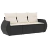 Image de vidaXL - 3-delige - Loungeset - met - kussens - poly - rattan - zwart