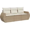 Image de vidaXL - 3-delige - Loungeset - met - kussens - poly - rattan - beige