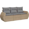 Image de vidaXL - 3-delige - Loungeset - met - kussens - poly - rattan - beige