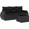 Image de vidaXL - 4-delige - Loungeset - met - kussens - poly - rattan - zwart