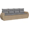 Image de vidaXL - 4-delige - Loungeset - met - kussens - poly - rattan - beige