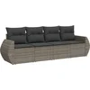 Image de vidaXL - 4-delige - Loungeset - met - kussens - poly - rattan - grijs