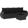 Image de vidaXL - 5-delige - Loungeset - met - kussens - poly - rattan - zwart
