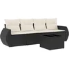 Image de vidaXL - 5-delige - Loungeset - met - kussens - poly - rattan - zwart