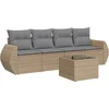 Image de vidaXL - 5-delige - Loungeset - met - kussens - poly - rattan - beige