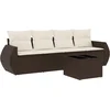 Image de vidaXL - 5-delige - Loungeset - met - kussens - poly - rattan - bruin