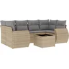 Image de vidaXL - 7-delige - Loungeset - met - kussens - poly - rattan - beige