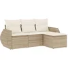 Image de vidaXL - 4-delige - Loungeset - met - kussens - poly - rattan - beige