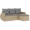 Image de vidaXL - 4-delige - Loungeset - met - kussens - poly - rattan - beige
