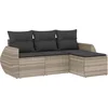 Image de vidaXL - 4-delige - Loungeset - met - kussens - poly - rattan - lichtgrijs