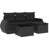 Image de vidaXL - 5-delige - Loungeset - met - kussens - poly - rattan - zwart