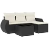 Image de vidaXL - 5-delige - Loungeset - met - kussens - poly - rattan - zwart