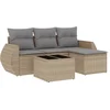 Image de vidaXL - 5-delige - Loungeset - met - kussens - poly - rattan - beige