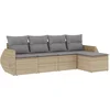 Image de vidaXL - 5-delige - Loungeset - met - kussens - poly - rattan - beige