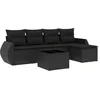 Image de vidaXL - 6-delige - Loungeset - met - kussens - poly - rattan - zwart