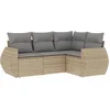Image de vidaXL - 4-delige - Loungeset - met - kussens - poly - rattan - beige