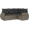 Image de vidaXL - 4-delige - Loungeset - met - kussens - poly - rattan - grijs