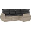 Image de vidaXL - 4-delige - Loungeset - met - kussens - poly - rattan - lichtgrijs