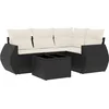 Image de vidaXL - 5-delige - Loungeset - met - kussens - poly - rattan - zwart