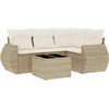 Image de vidaXL - 5-delige - Loungeset - met - kussens - poly - rattan - beige