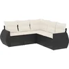 Image de vidaXL - 5-delige - Loungeset - met - kussens - poly - rattan - zwart