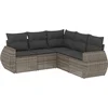 Image de vidaXL - 5-delige - Loungeset - met - kussens - poly - rattan - grijs