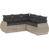 Image de vidaXL - 5-delige - Loungeset - met - kussens - poly - rattan - lichtgrijs