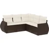 Image de vidaXL - 5-delige - Loungeset - met - kussens - poly - rattan - bruin