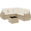 Image de vidaXL - 6-delige - Loungeset - met - kussens - poly - rattan - beige