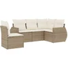 Image de vidaXL - 5-delige - Loungeset - met - kussens - poly - rattan - beige