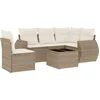 Image de vidaXL - 6-delige - Loungeset - met - kussens - poly - rattan - beige