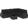 Image de vidaXL - 7-delige - Loungeset - met - kussens - poly - rattan - zwart