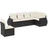 Image de vidaXL - 6-delige - Loungeset - met - kussens - poly - rattan - zwart