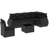 Image de vidaXL - 7-delige - Loungeset - met - kussens - poly - rattan - zwart