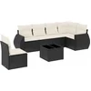 Image de vidaXL - 7-delige - Loungeset - met - kussens - poly - rattan - zwart