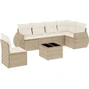 Image de vidaXL - 7-delige - Loungeset - met - kussens - poly - rattan - beige