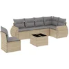 Image de vidaXL - 7-delige - Loungeset - met - kussens - poly - rattan - beige