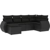 Image de vidaXL - 6-delige - Loungeset - met - kussens - poly - rattan - zwart